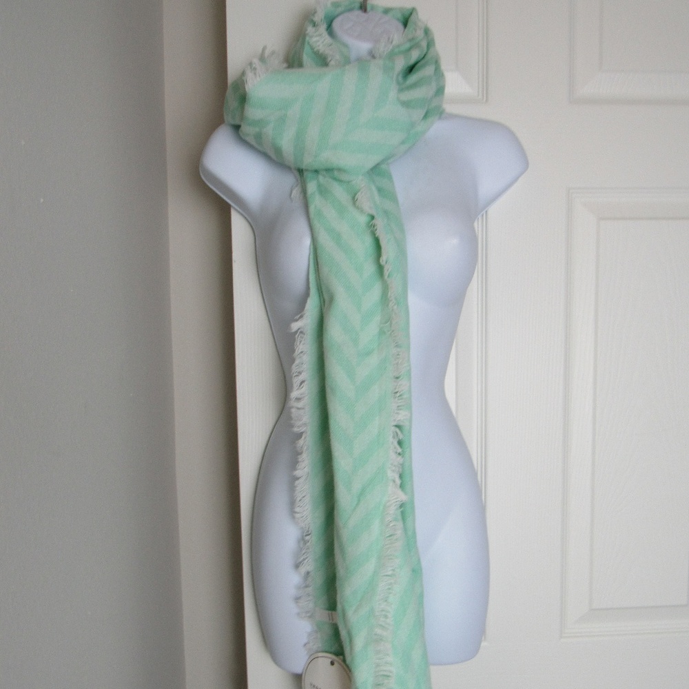 NWT Aqua/White Reversible Blanket Scarf